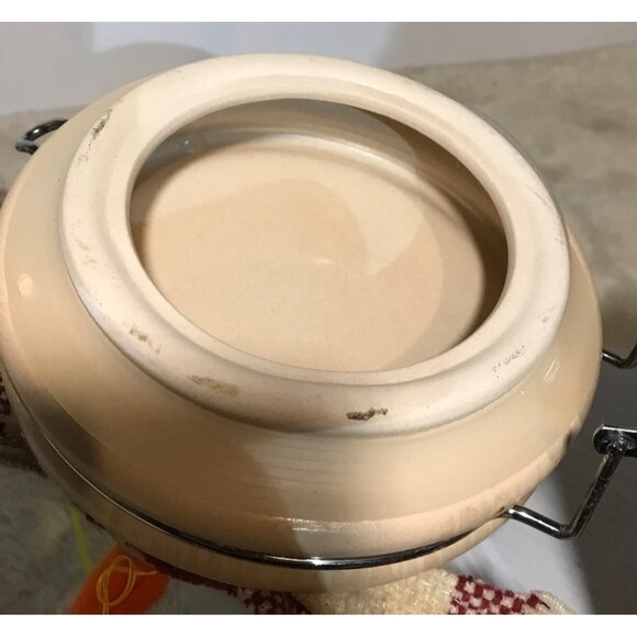 Snowman Cookie Jar Cannister Ceramic  Hinged Fabric Hat & Scarf 11" Tall - Picture 16 of 16